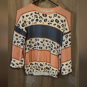 Leopard Print Colorblock Sweatshirt